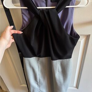 Elegant Black and Gray Sleeveless Dress